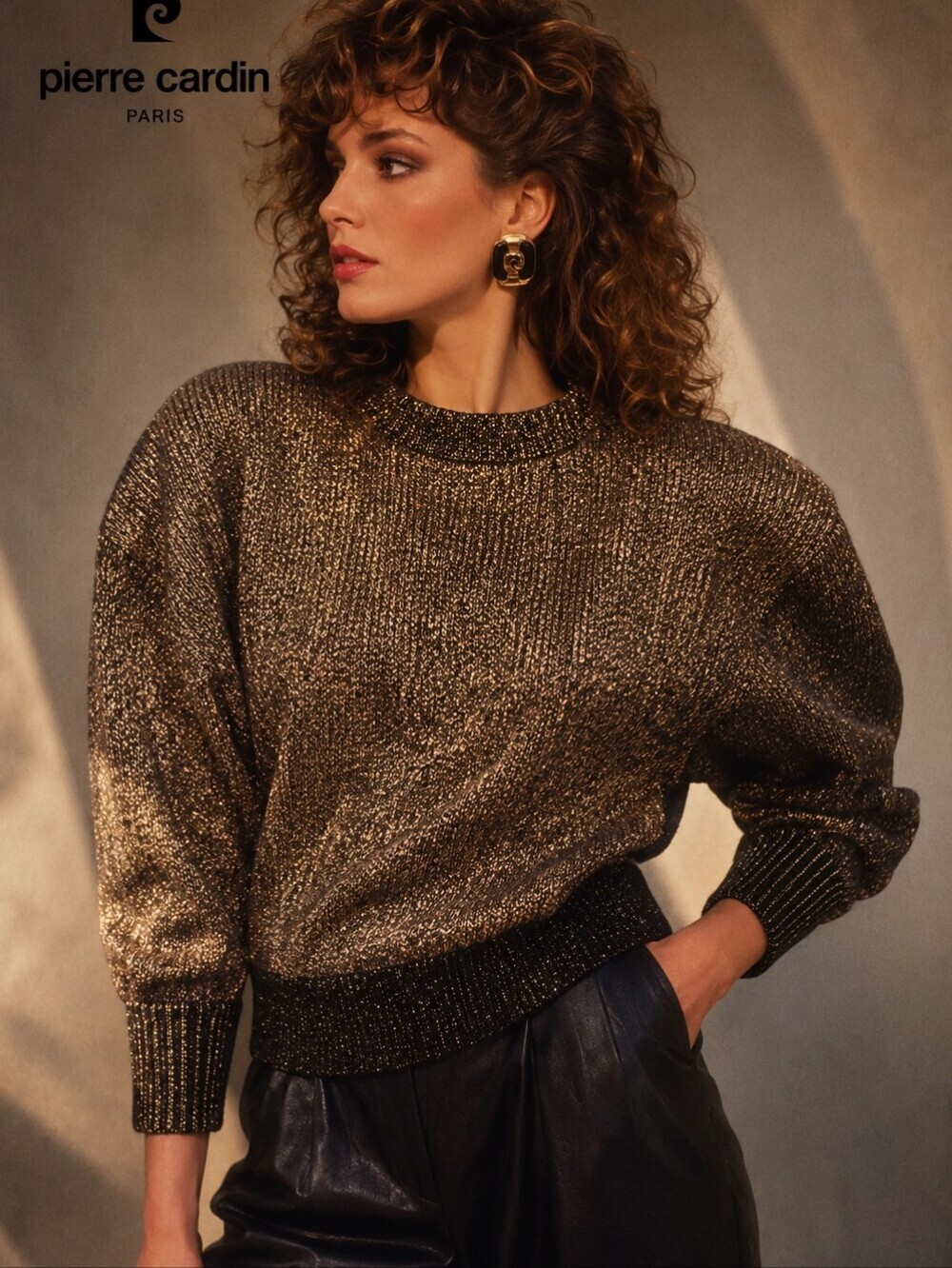 Pierre Cardin 80s Dolman sleeve metallic sweater‎ L NWT